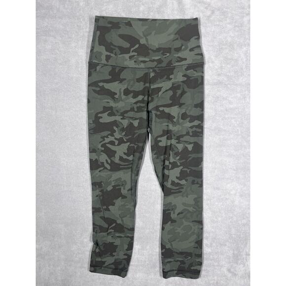 Lululemon Legging Women's 22 Green Camouflage Elastic Waist Pull On Performance - Picture 1 of 7